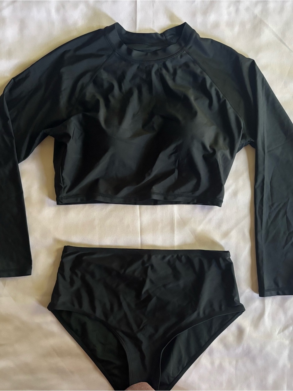 Women’s Black Long-Sleeve Crop Bikini Set